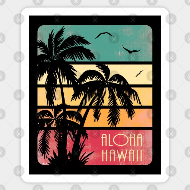 Aloha Hawaii Retro Sunset Sticker by Nerd_art